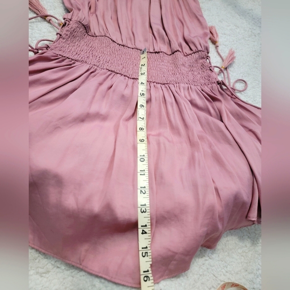 DO+BE high neck silky pink dress. NWOT Elastic waist, tie down the sides - Picture 8 of 11